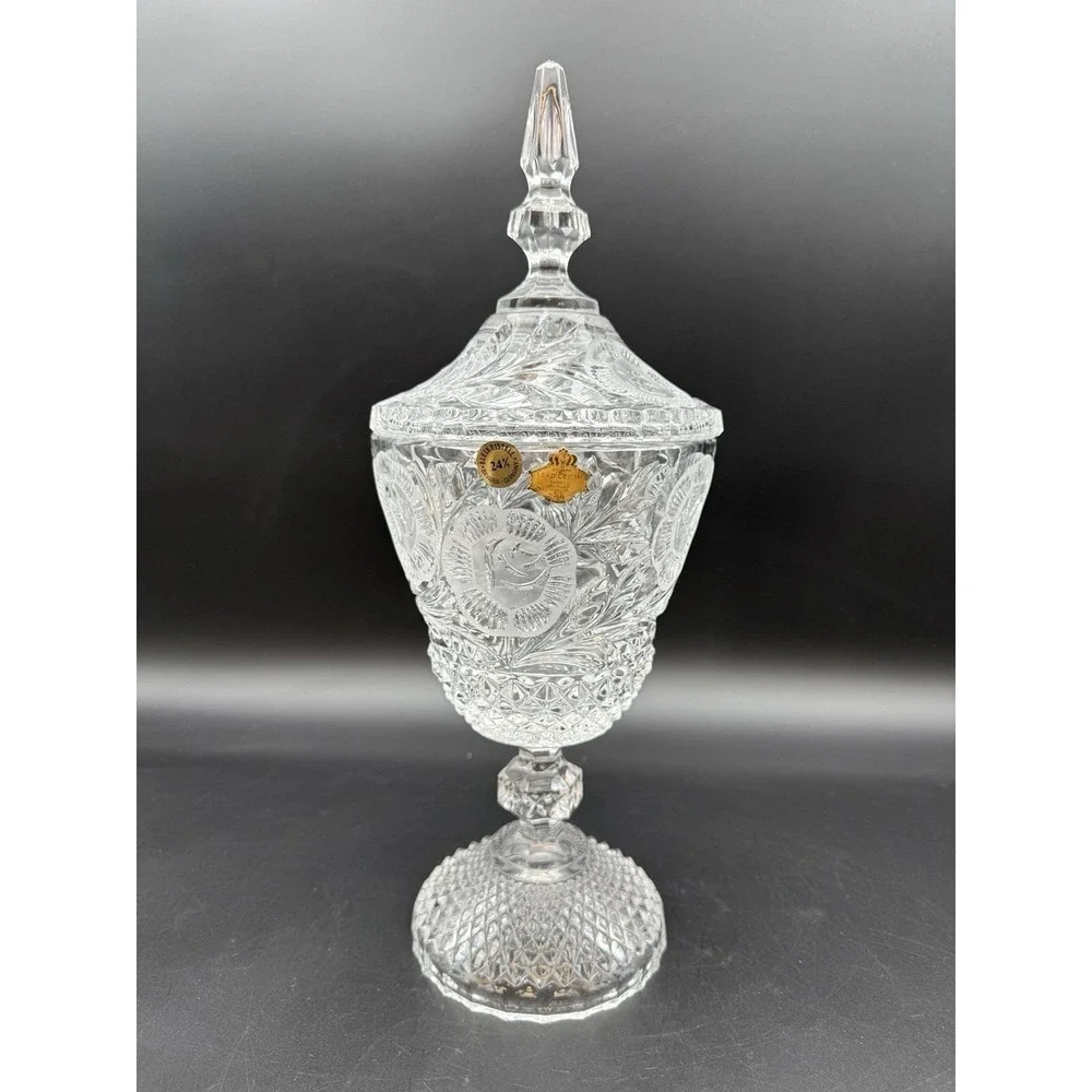 The Rose Collection Brilliant Hand Cut‎ Crystal Pedestal Candy Box 16